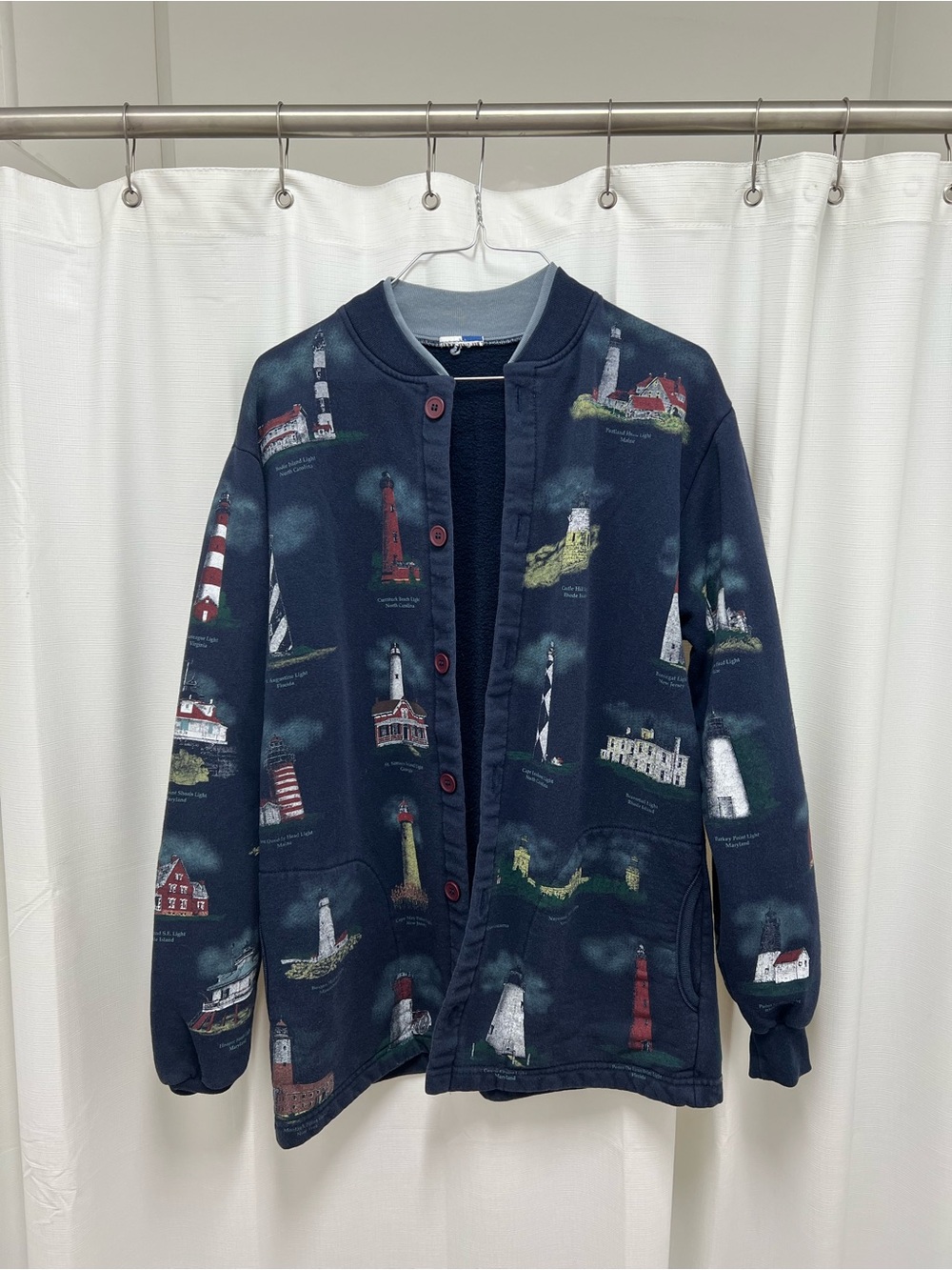 Navy Lighthouse Print Cardigan Jacket